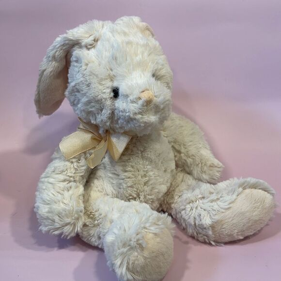 Vintage Russ Berrie Hippity the Bunny Rabbit Ivory/Cream with Cream/Gold Bow EUC - Picture 5 of 8